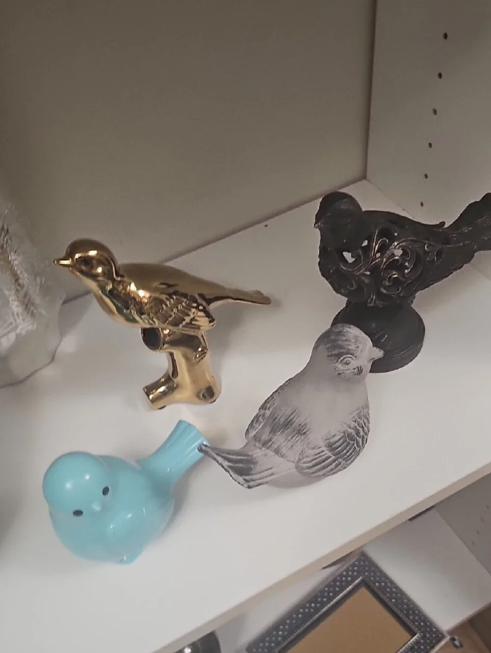 Decorative Blue,gray Brown Gold Bird Figurines - Home Accents